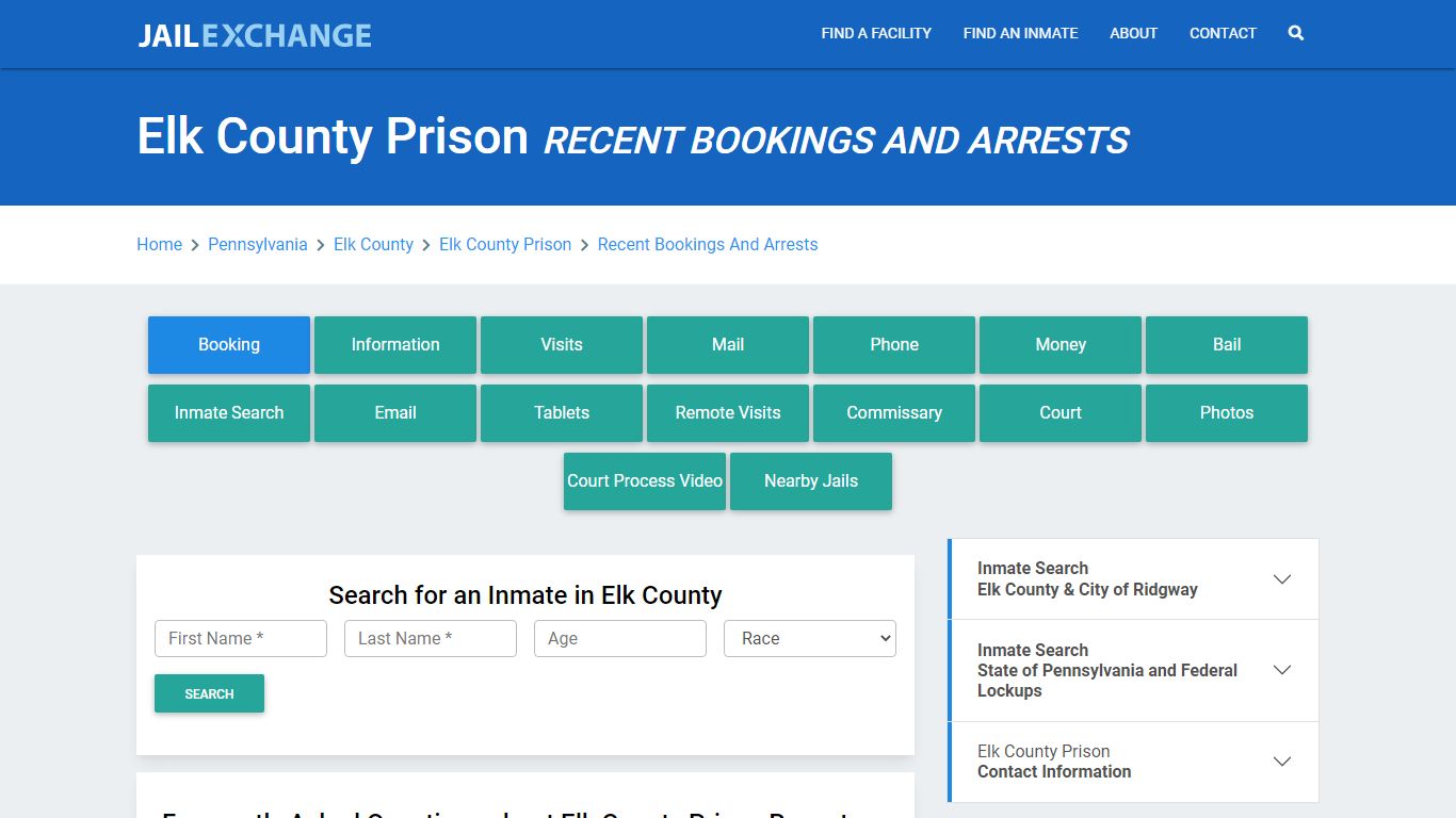Elk County Prison PA Recent Arrests and Bookings - Jail Exchange