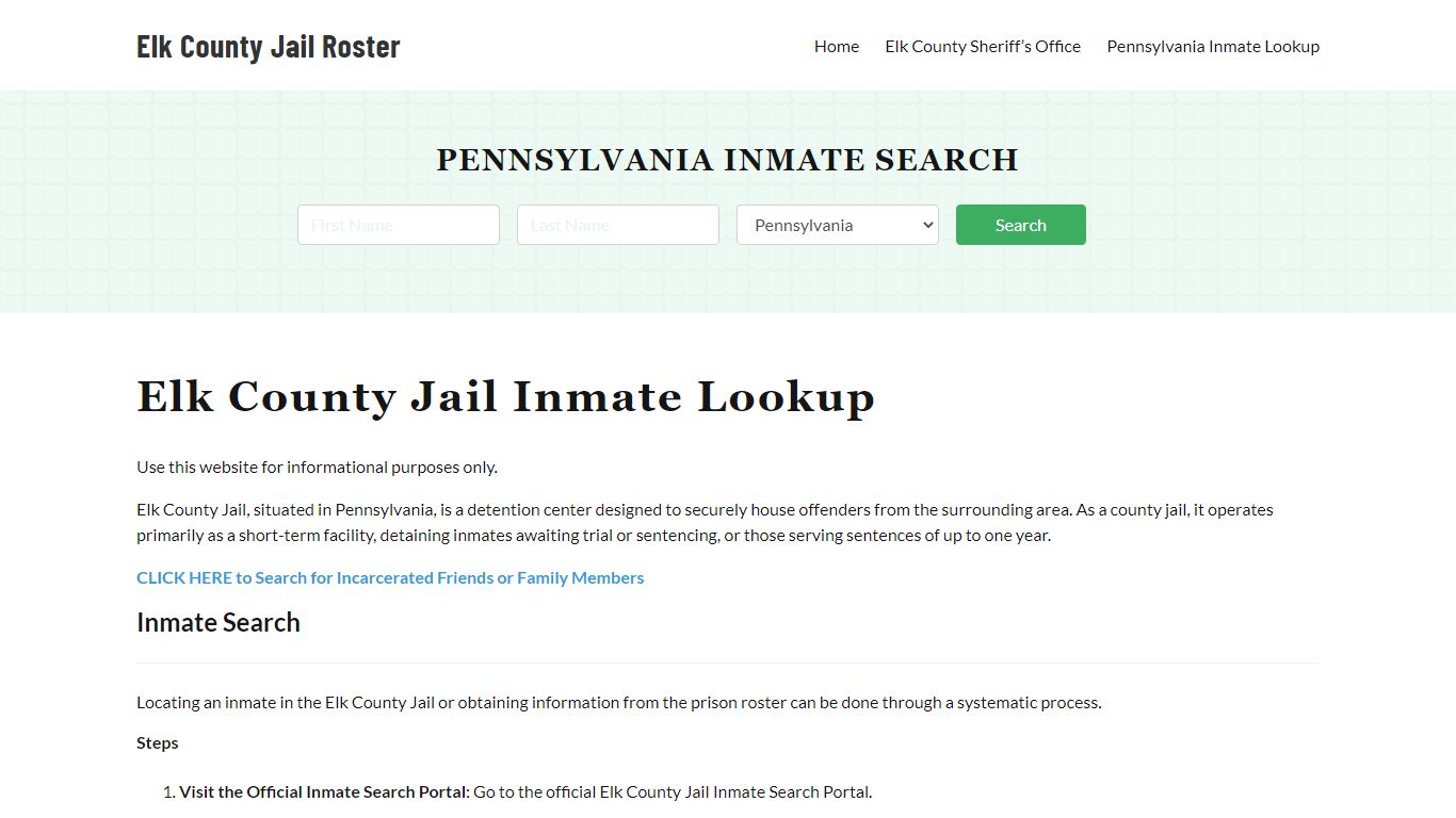 Elk County Jail Roster Lookup, PA, Inmate Search