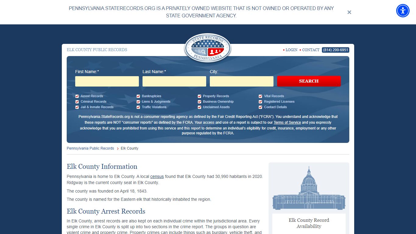 Elk County Arrest, Court, and Public Records | StateRecords.org